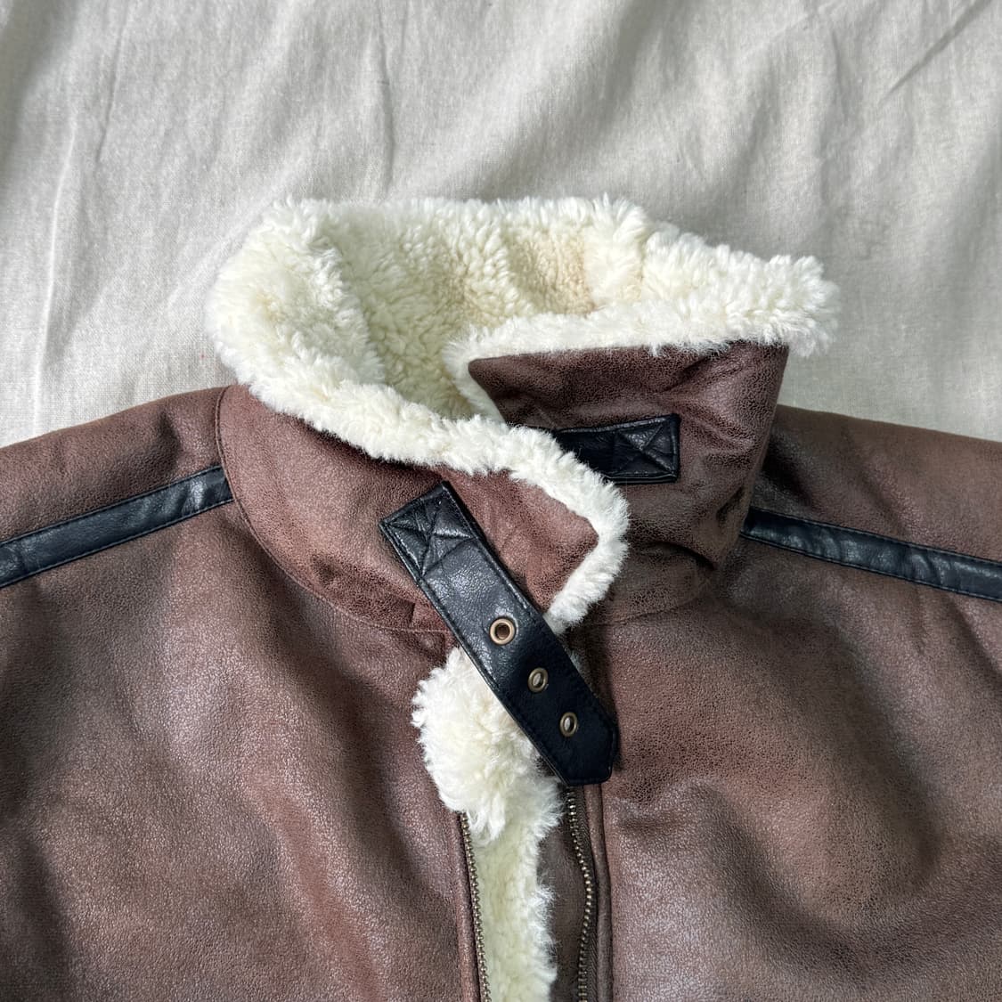 H&M 브라운 하이넥 무스탕 M 상품이미지4