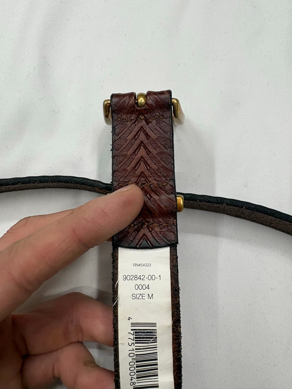 GAP 갭 헤링본 패턴 브라운 레더 벨트 상품이미지5