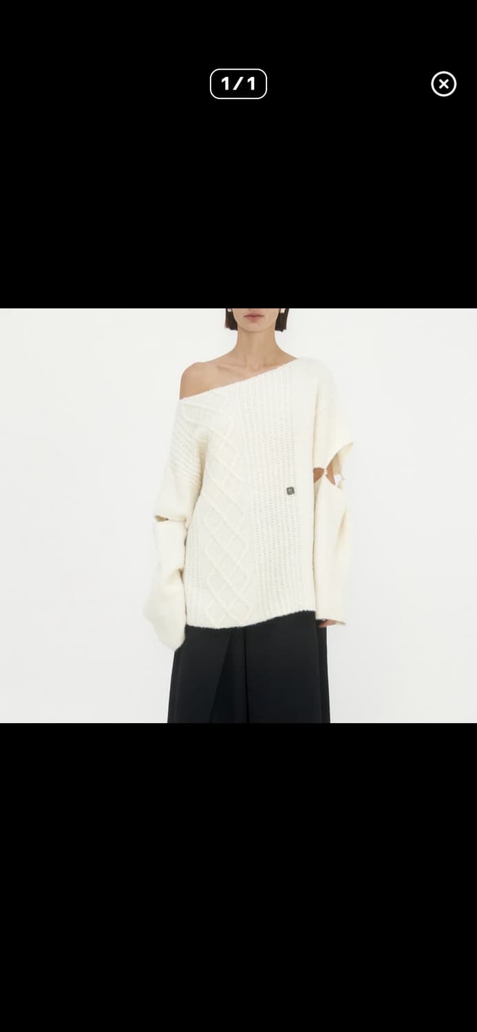 트리밍버드 슬리브 슬릿 보트넥 한소희 니트 아이보리 화이트 상품이미지2