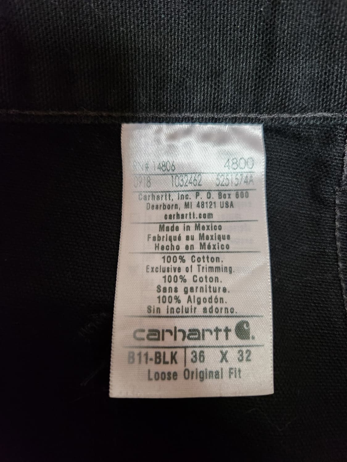 칼하트 싱글니 B11 블랙 카고 멕시코제 상품이미지4