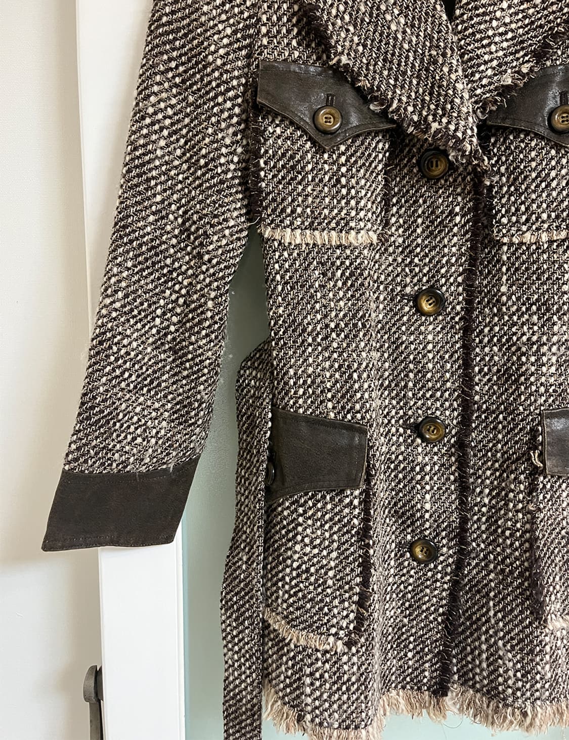 Tweed & Leather field Coat 상품이미지7