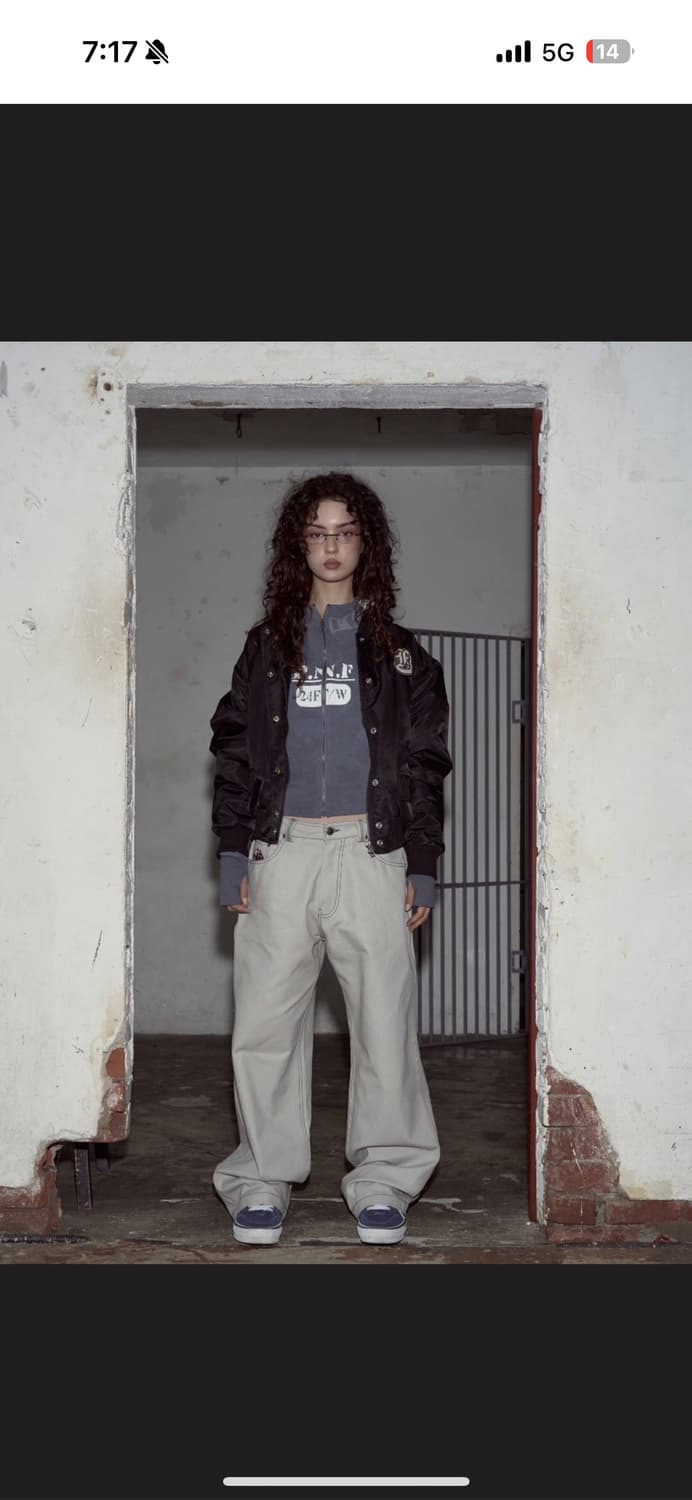 플리즈노팔로우 바시티 자켓 블랙 상품이미지2