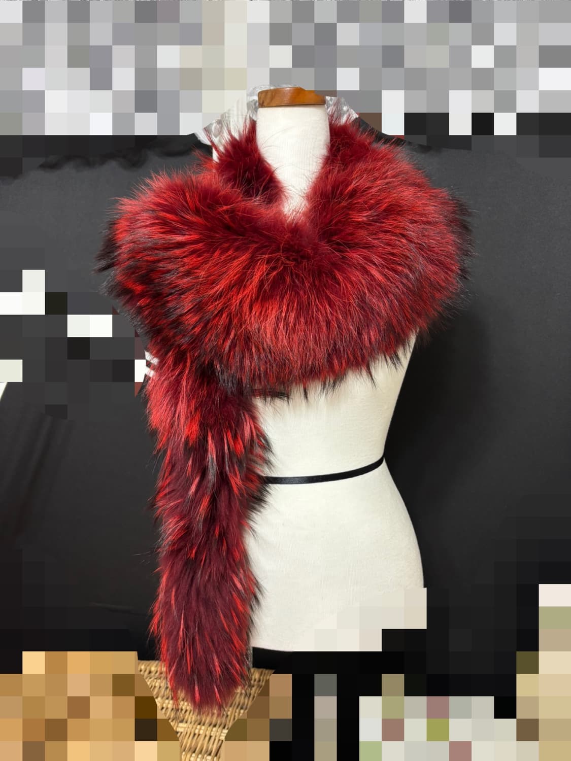 천연 라쿤퍼 롱 목도리/머플러/새거수준 상품이미지1