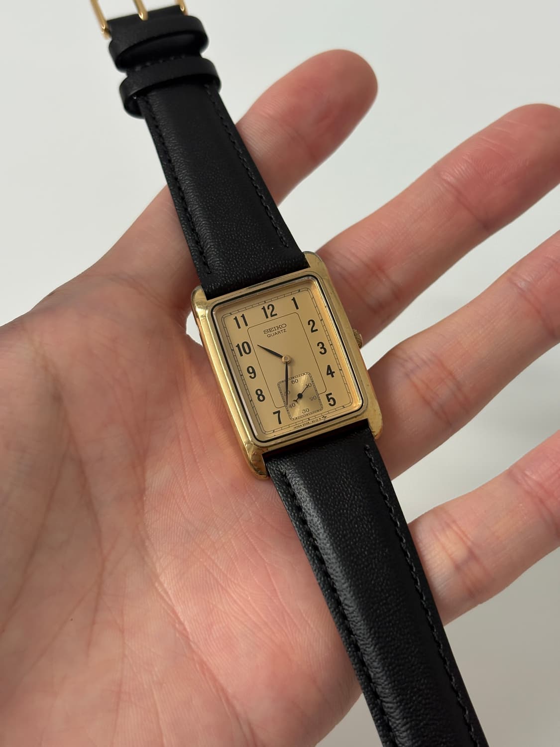 1980s Small Seconds Gold Tank Quartz 상품이미지2