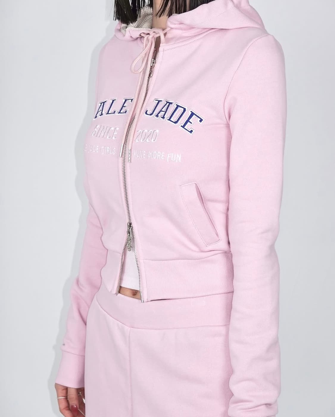 (새상품) 페일제이드 2024 레트로 패치 후드집업 핑크 상품이미지3