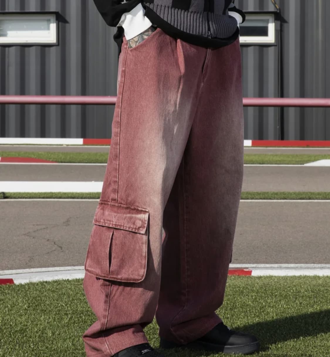 엑스톤즈 데님 팬츠 (핑크 L) 상품이미지2