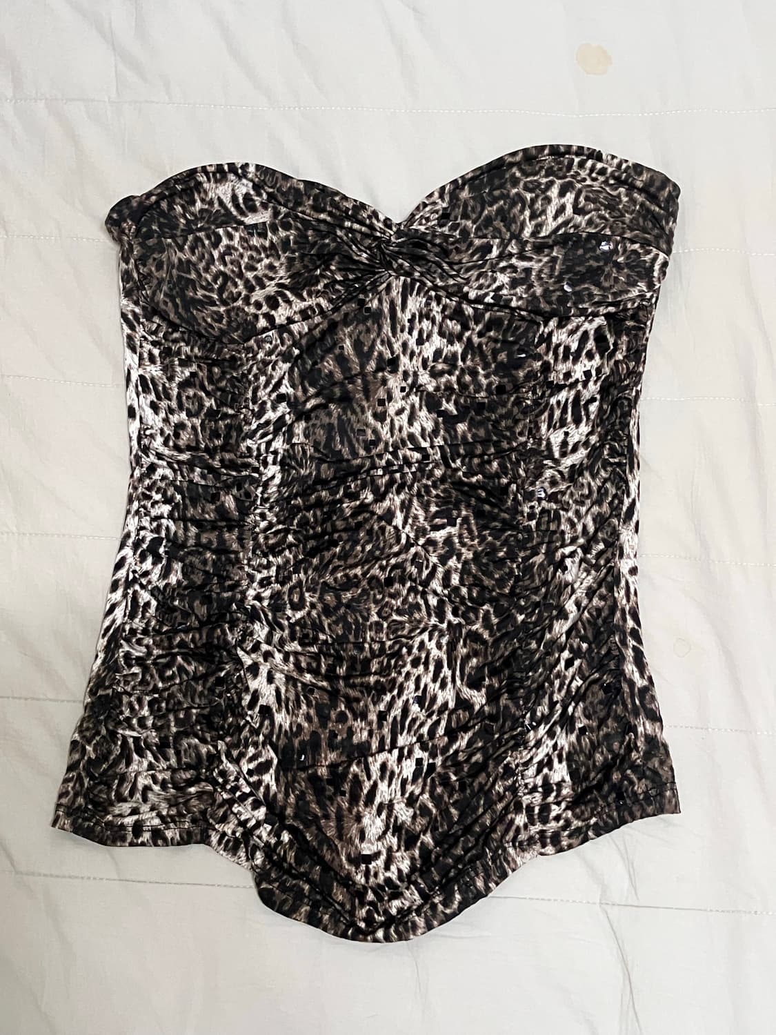 갸루 레오파드 글리터 튜브탑 상품이미지2