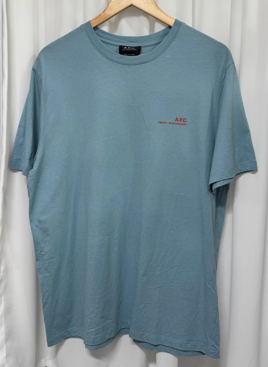 24SS 아페쎄 A.P.C 아이템 반팔티셔츠 XL 라이트블루 상품이미지4