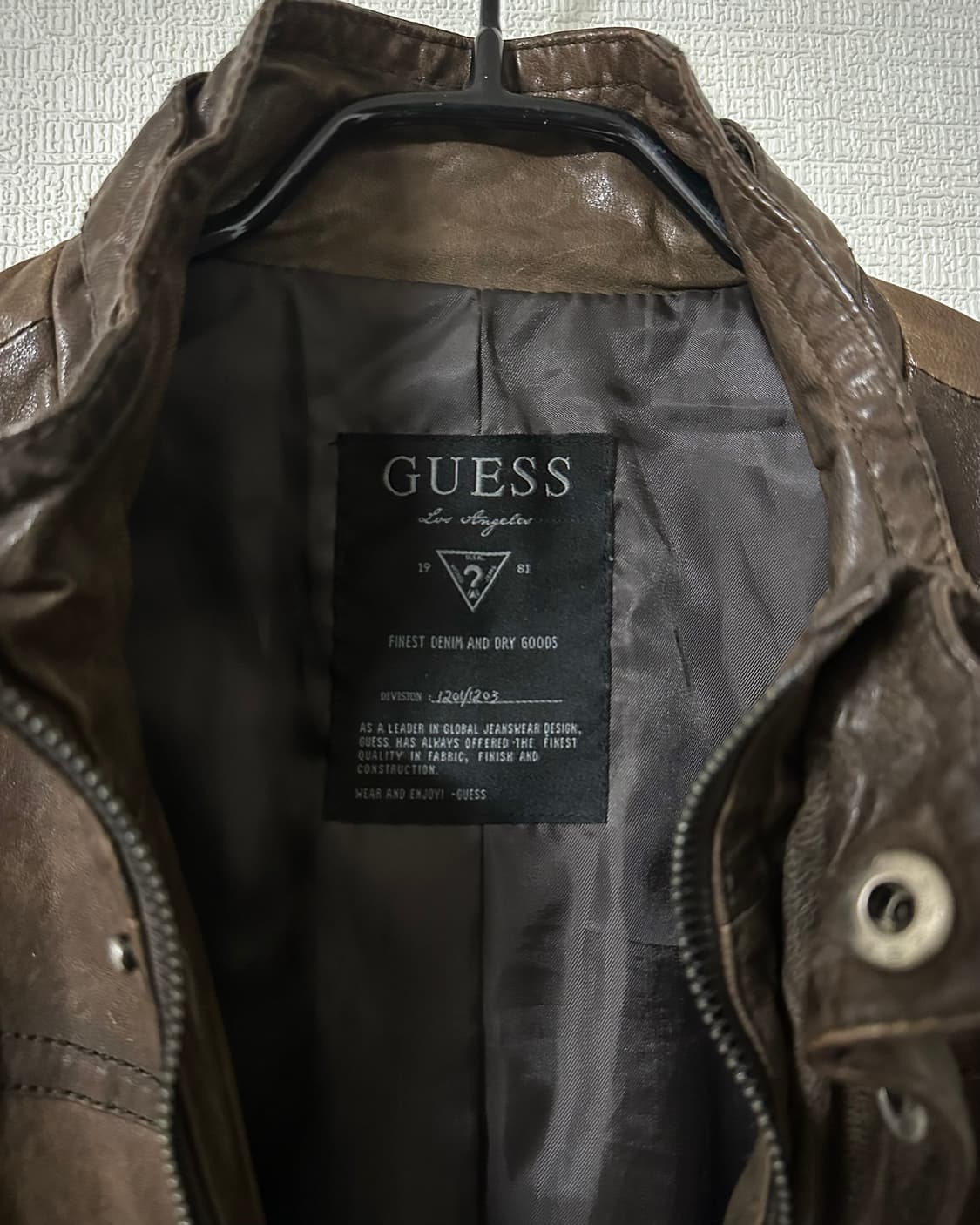 2010 GUESS 이탈리안 램스킨 하이넥 레더자켓 페이드 브라운 상품이미지4