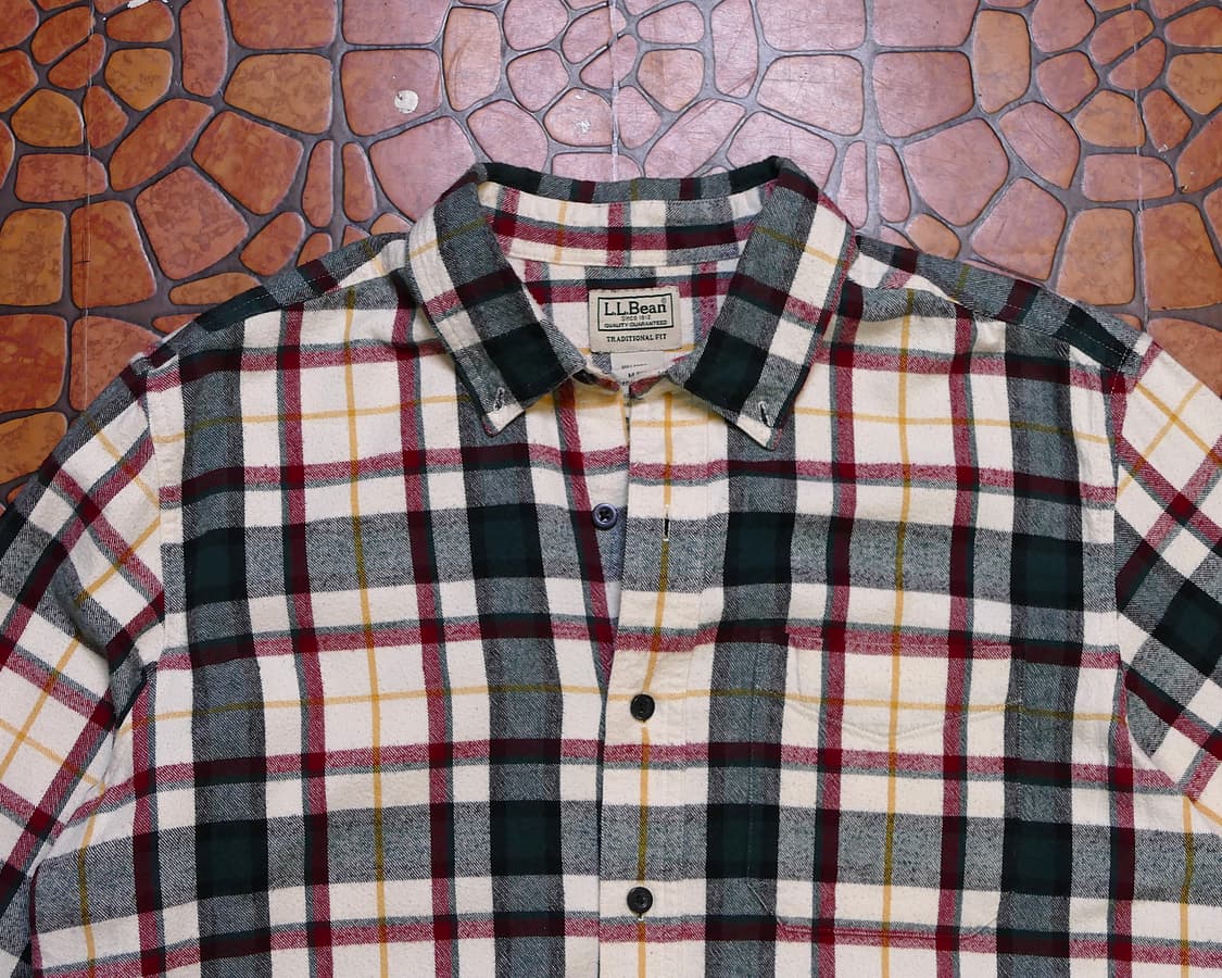 [M] L.L. Bean. 엘엘빈 체크 플란넬 빈티지 코튼 셔츠 상품이미지2