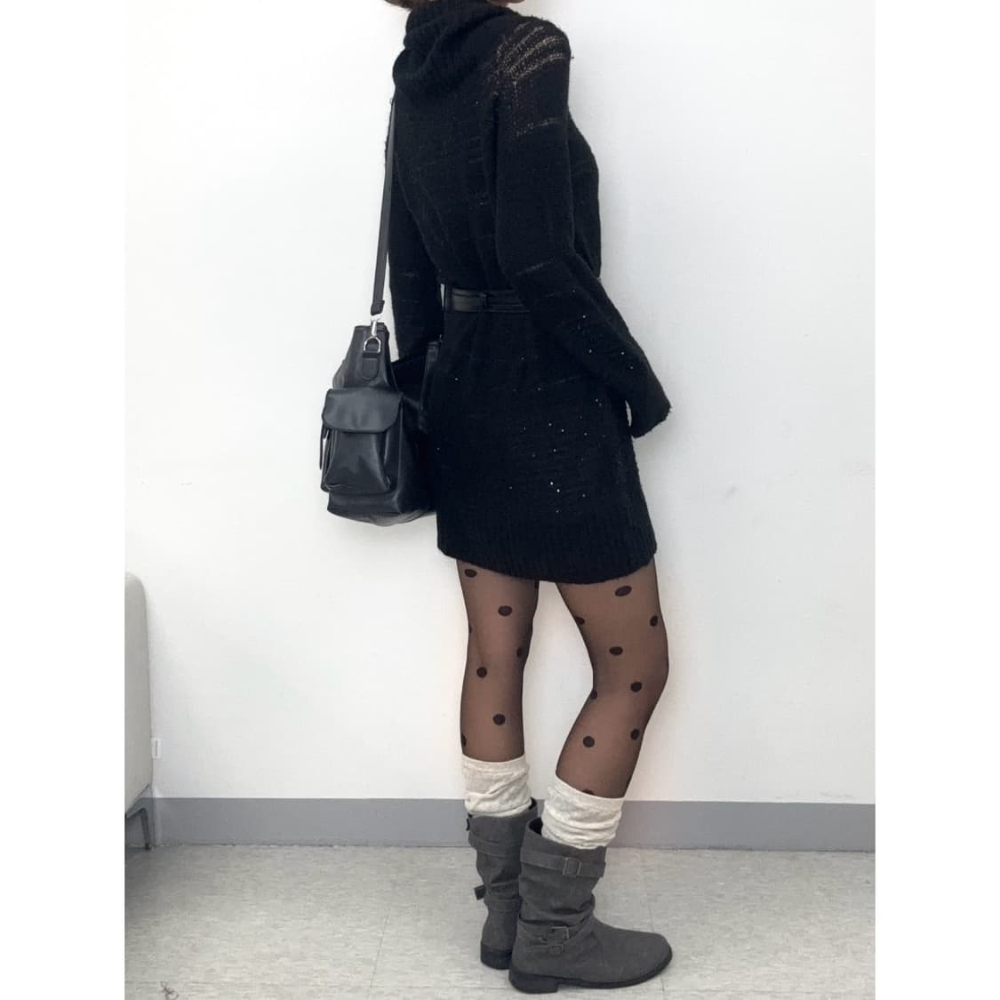 빈티지 블랙 니트 원피스 상품이미지3