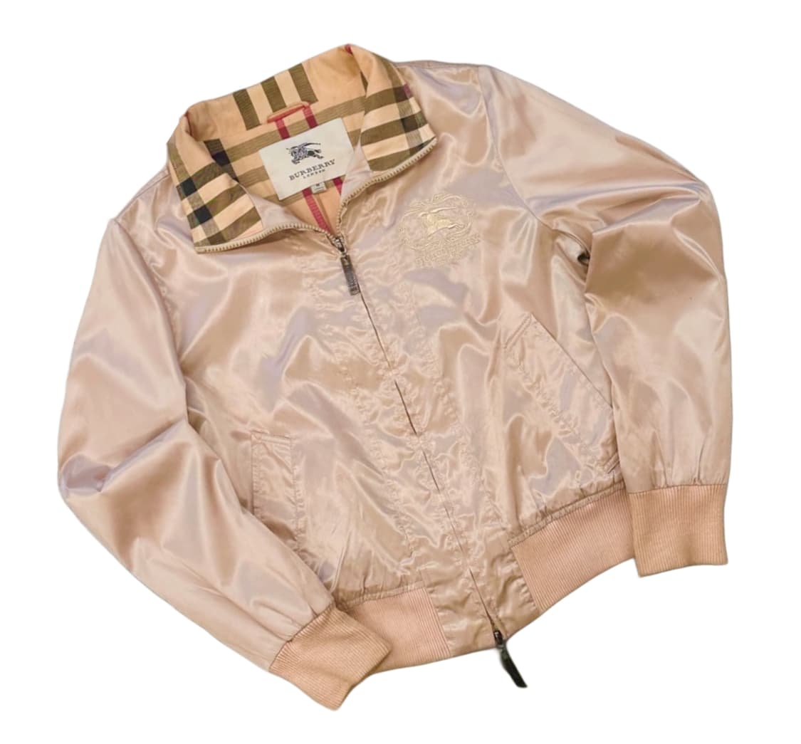 버버리 사틴 크롭 자켓 빅로고 (M) 핑크 상품이미지1