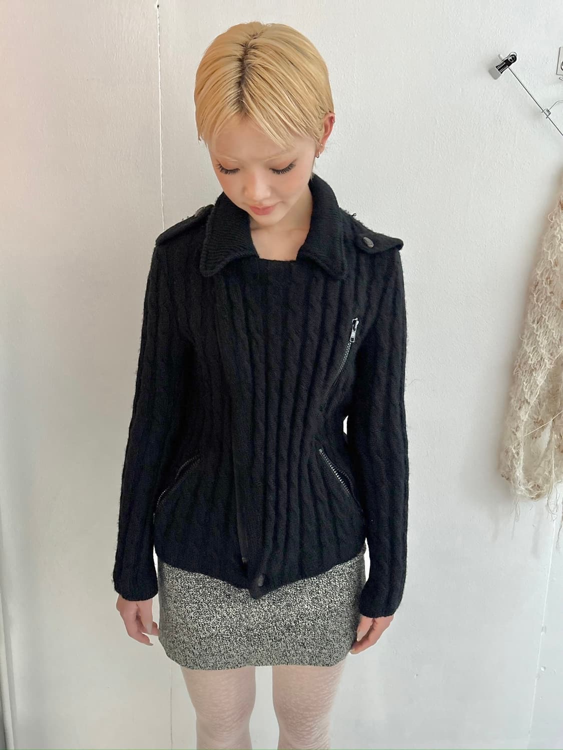 wool knit biker jacket 상품이미지1