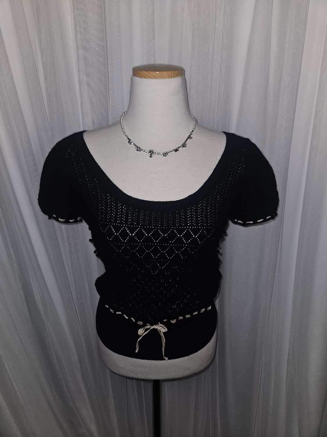 jill stuart 공겜여주🖤 리본 퍼프 반팔 니트 상품이미지2