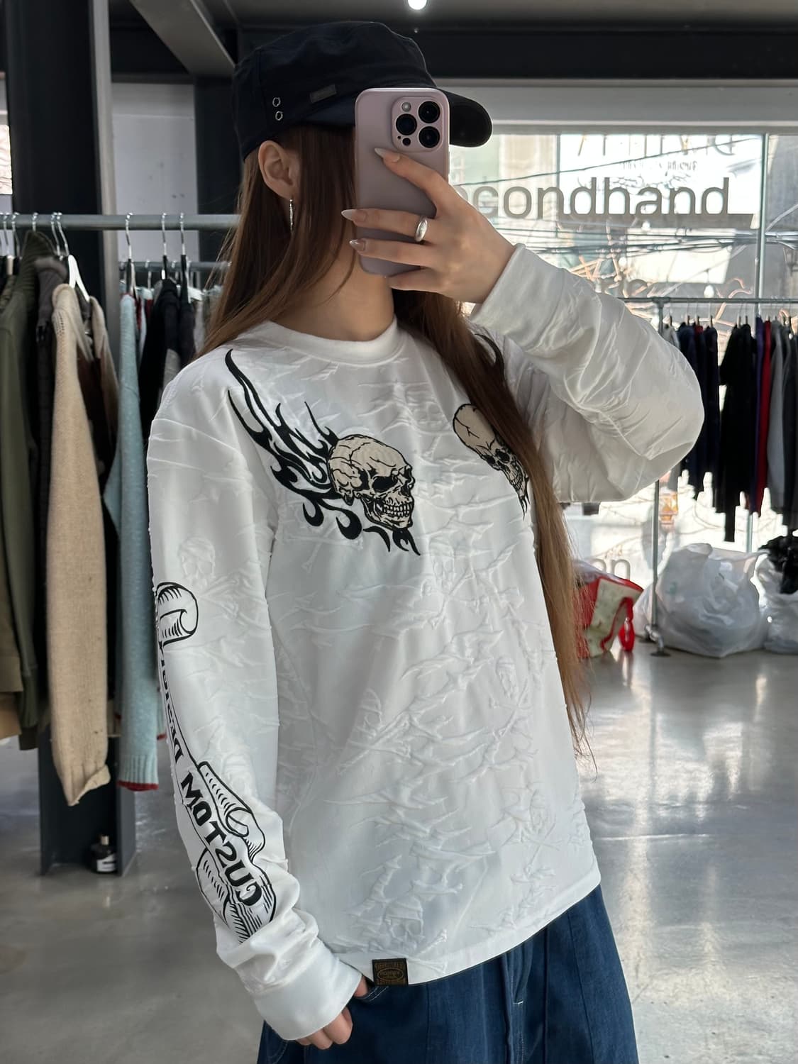 벤슨 Boston Mass 엠보 스컬자수 롱슬리브 긴팔티 상품이미지4