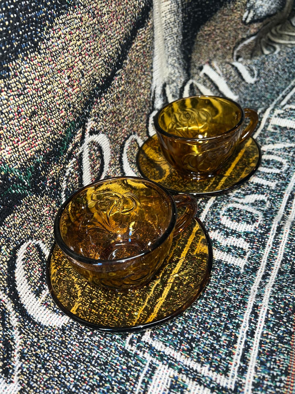 70s Korean Amber Rose Presses Glass Cup 상품이미지4