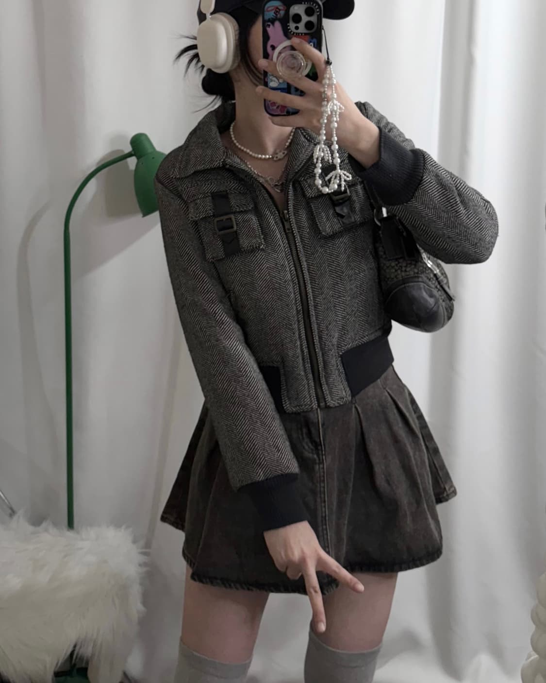 블랙 해링본 투 포켓 겨울 자켓 상품이미지2