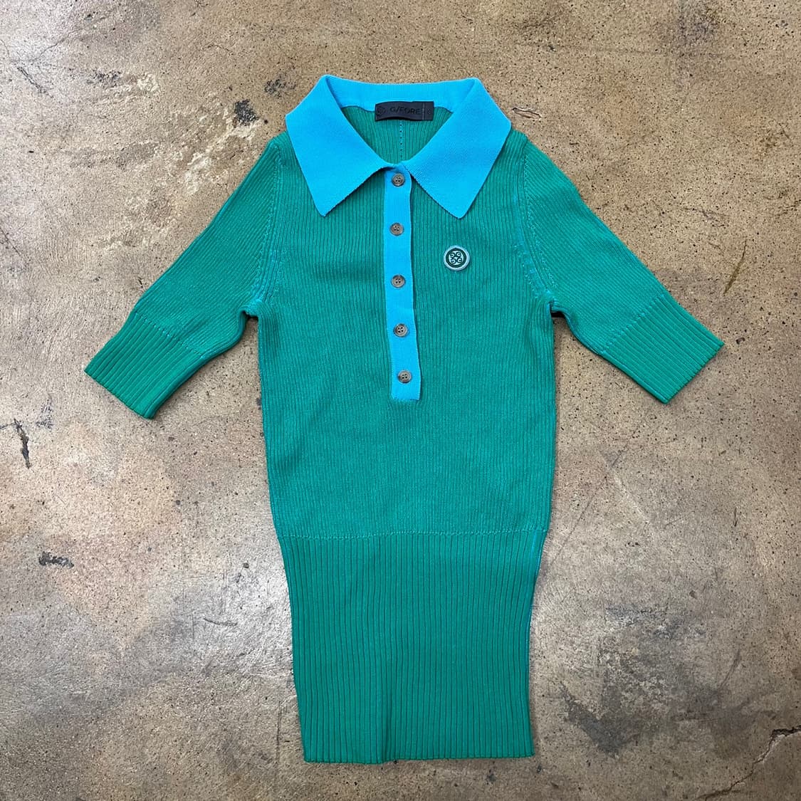 [정품/S] 지포어 G/FORE 니트 반팔 카라티 그린 블루 b14 상품이미지2