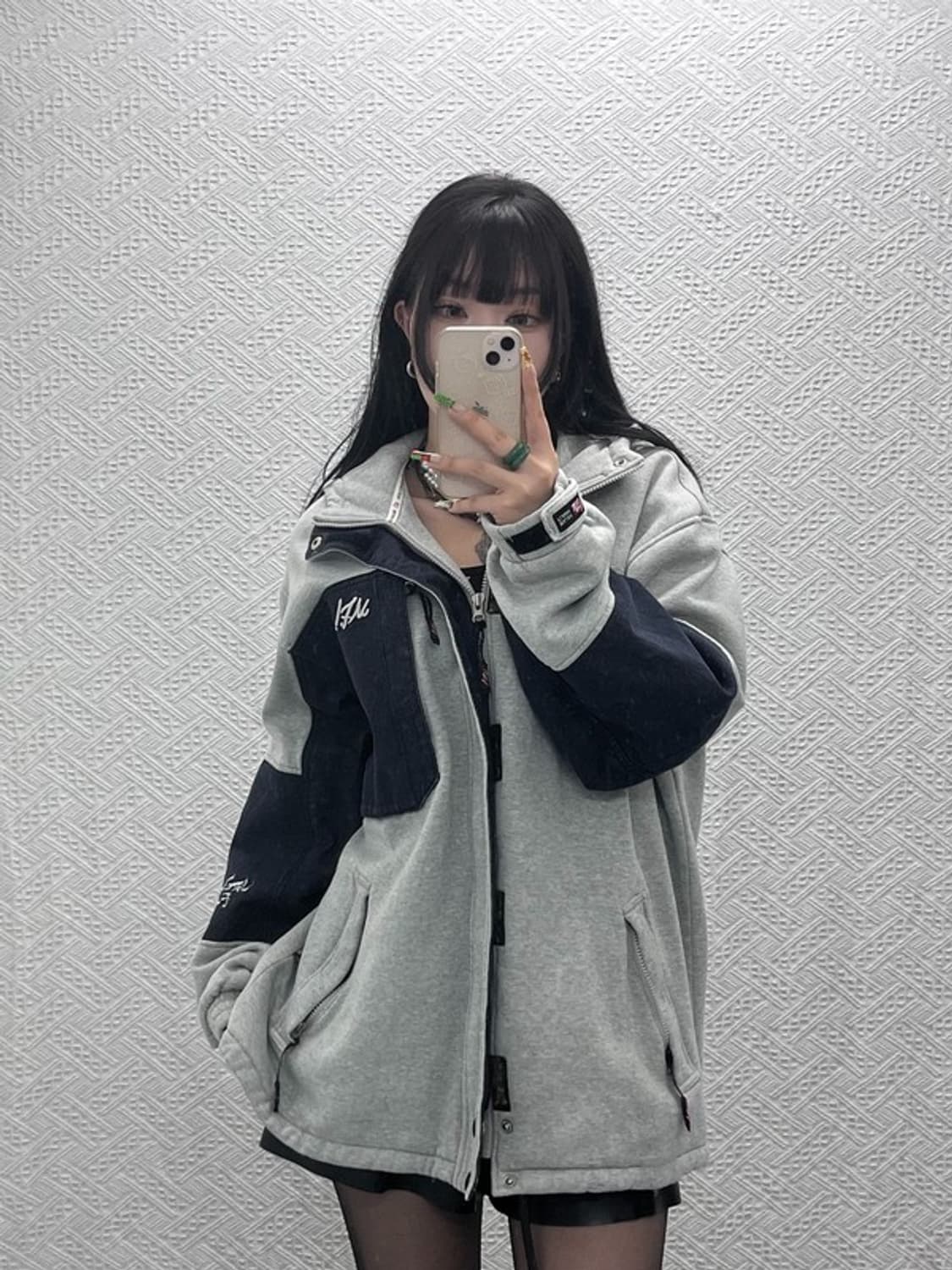 마자플라바 올드스쿨 스트릿 힙합 배색 후드집업 100 C09457 상품이미지2