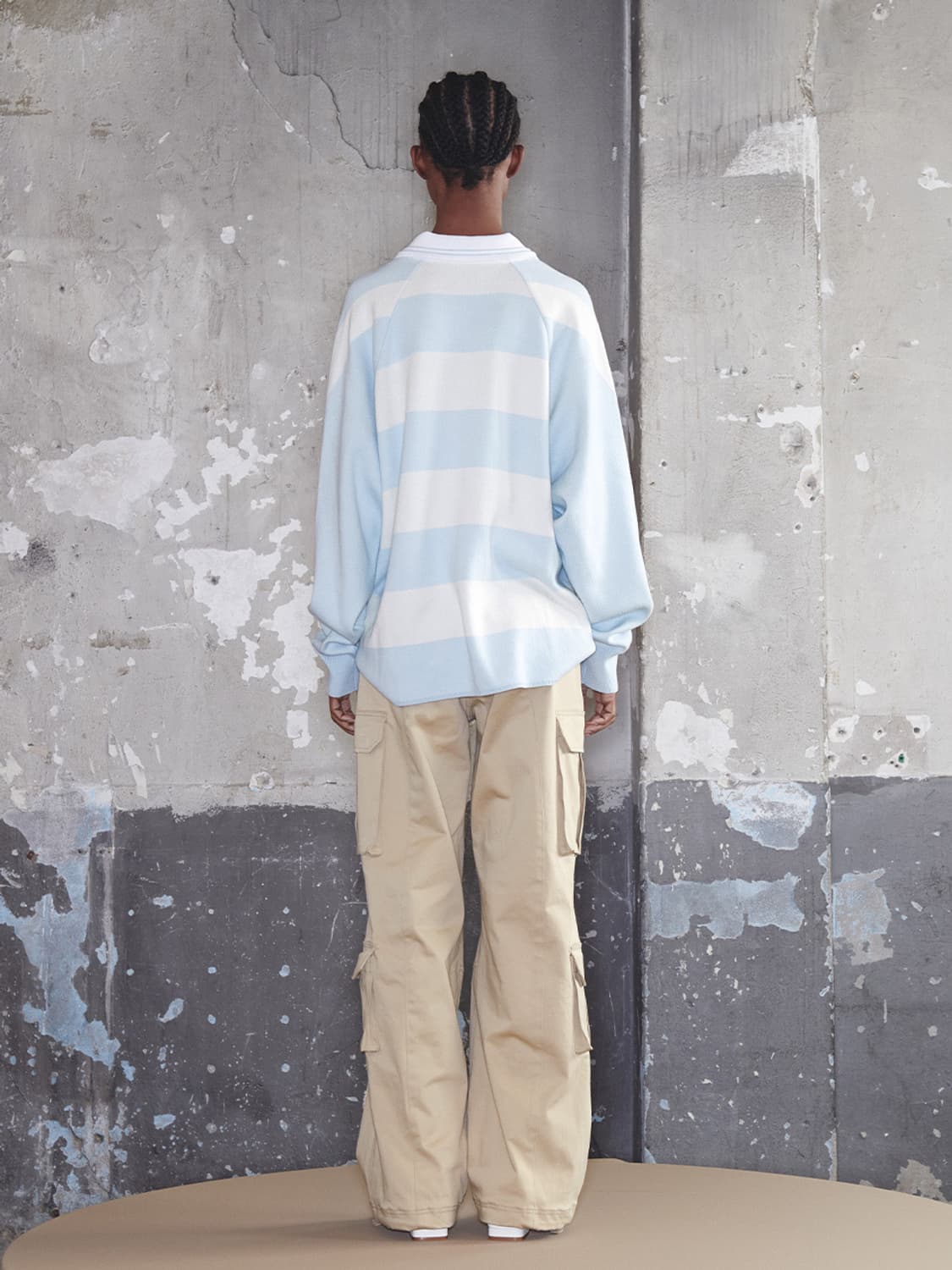 기준 스트라이프 니트 럭비 탑 SKY BLUE CREAM 상품이미지3