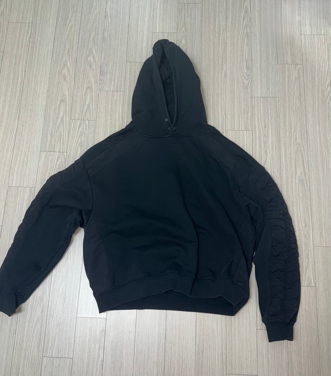 엑스톤즈 루즈핏 셔링 나일론 코튼 후디 상품이미지3