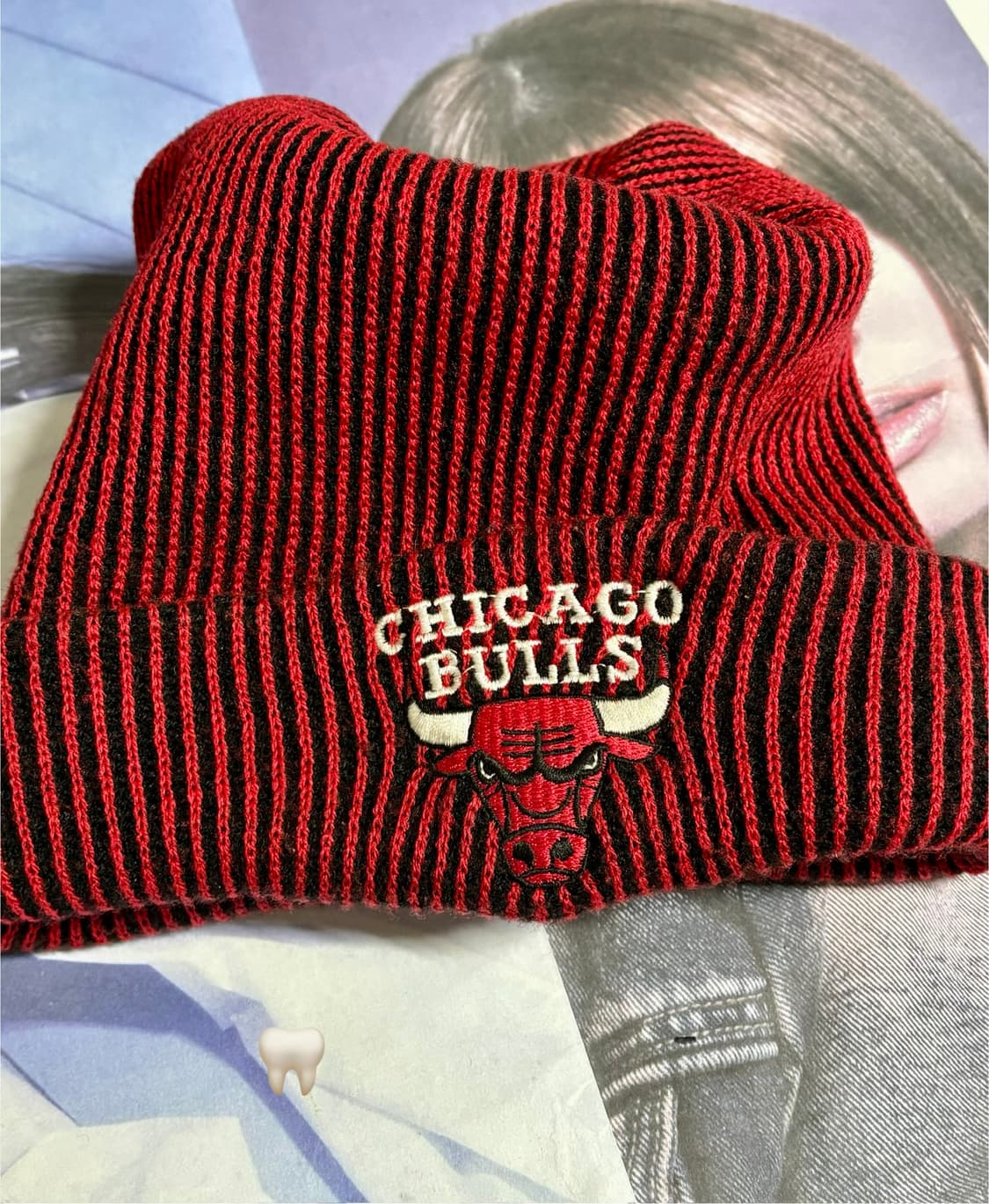 90s 빈티지 시카고불스 스트라이프 레드 비니 상품이미지3