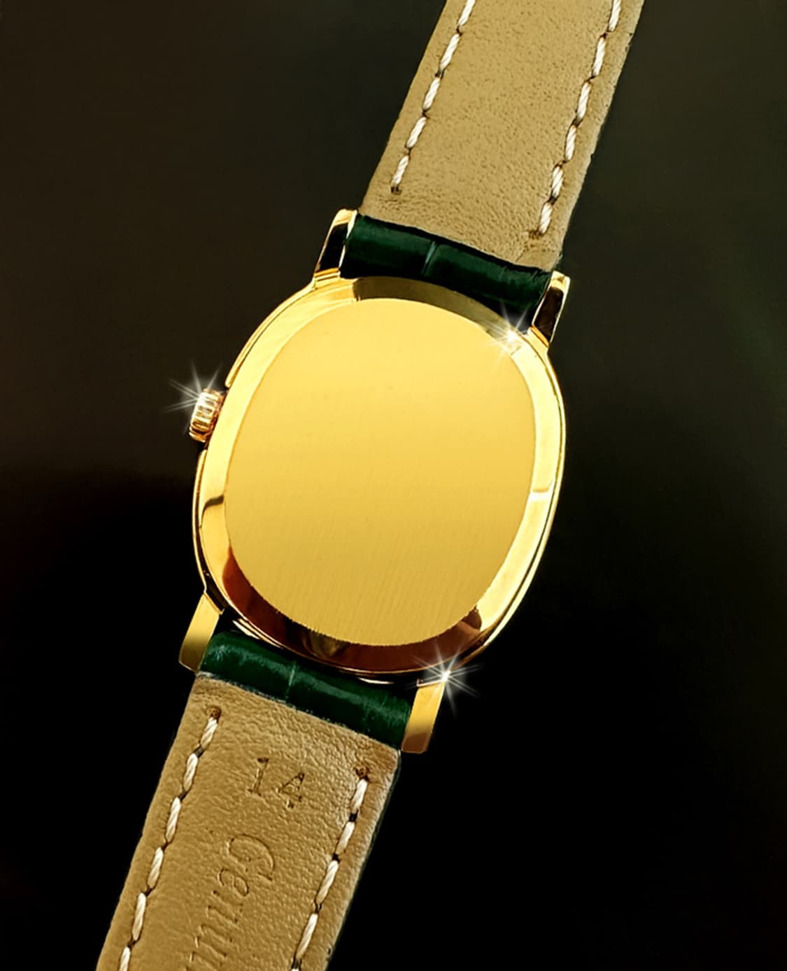 오메가 드빌 엘립스 그린판 골드 로만 여성용 수동 시계 상품이미지5