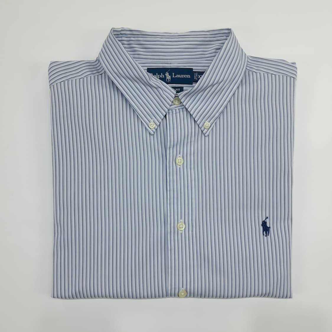 Co515 2XL 폴로 랄프로렌 블루블랙 스트라이프 반팔 셔츠 남방 상품이미지7