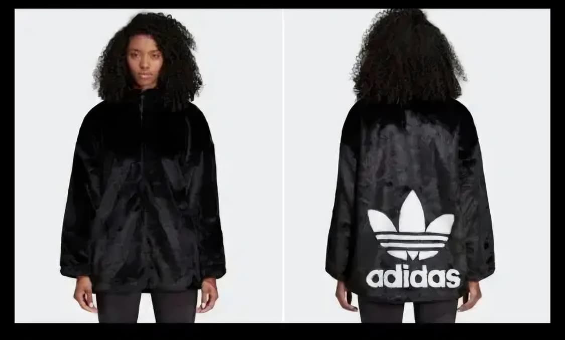 아디다스 블랙 퍼 자켓 트레포일 로고 상품이미지1
