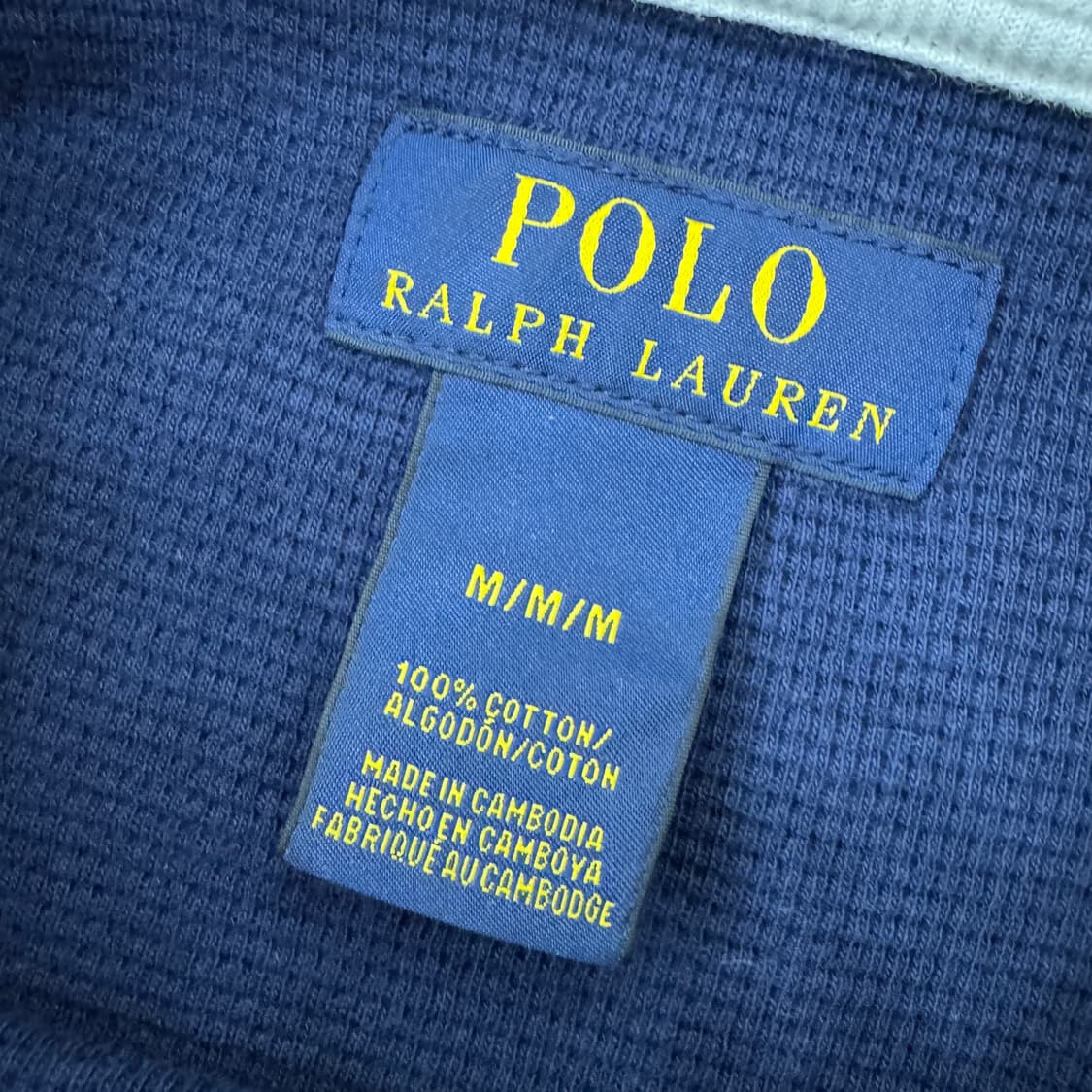 M(100) 폴로 랄프로렌 네이비 라운드 와플 티셔츠  상품이미지4