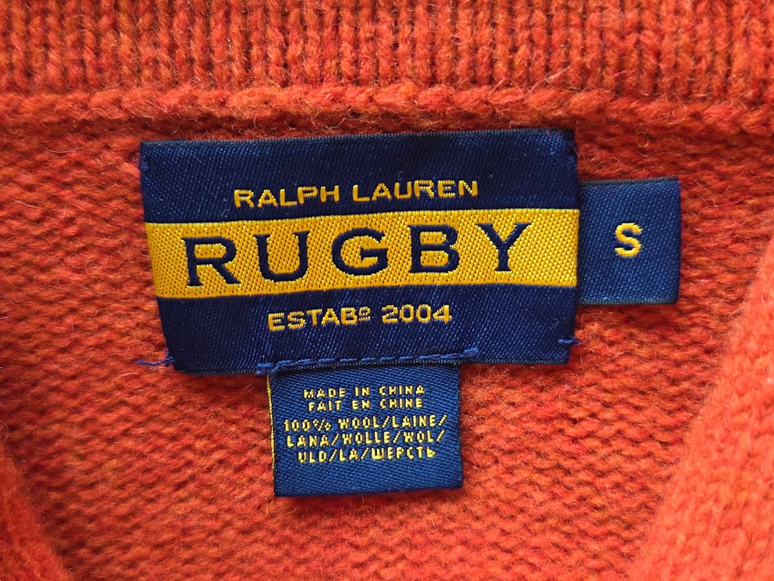 랄프로렌 럭비 숄카라 울 니트 오렌지 S 상품이미지4