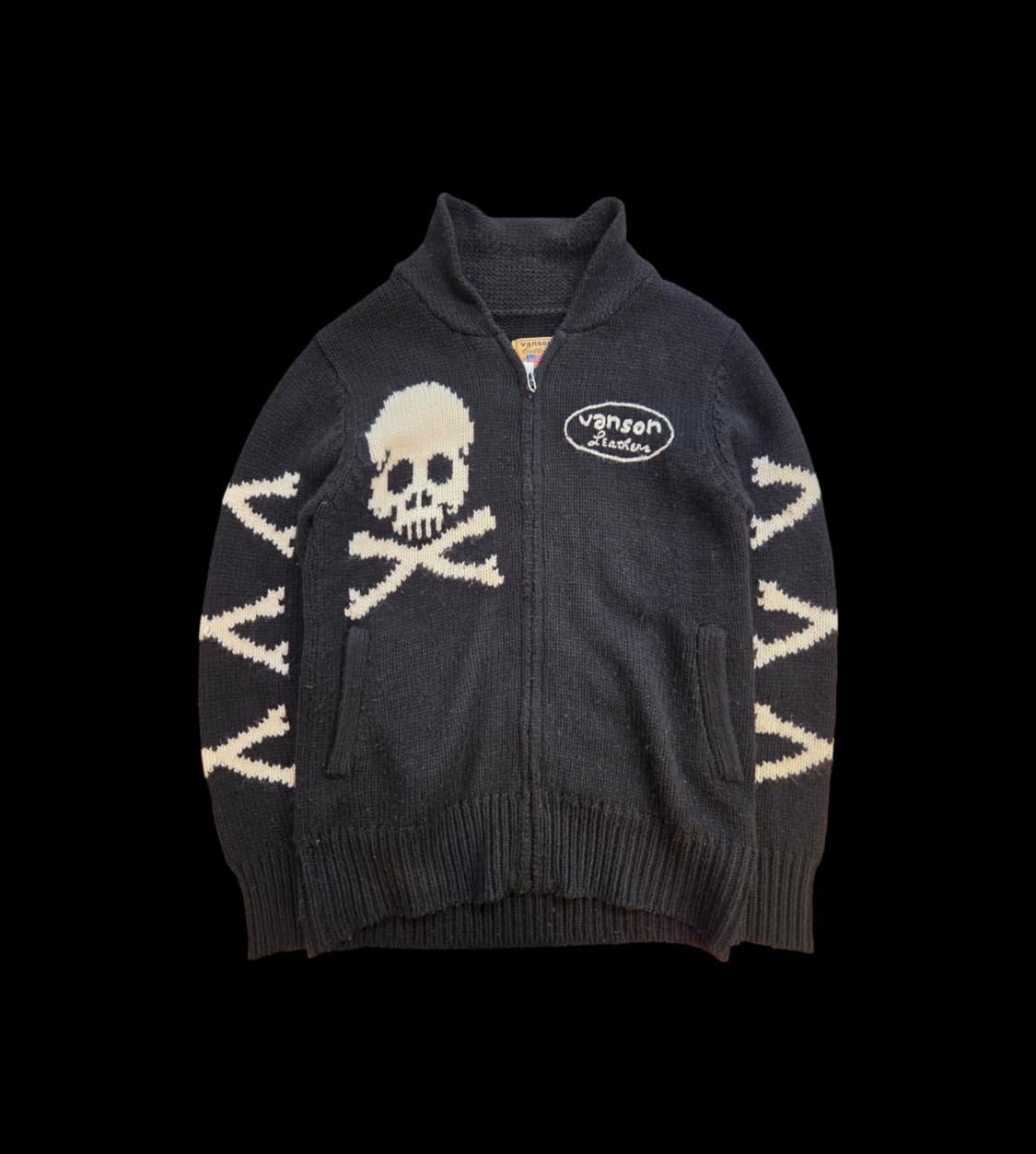 밴슨 레더스 스컬 니트 집업 상품이미지1