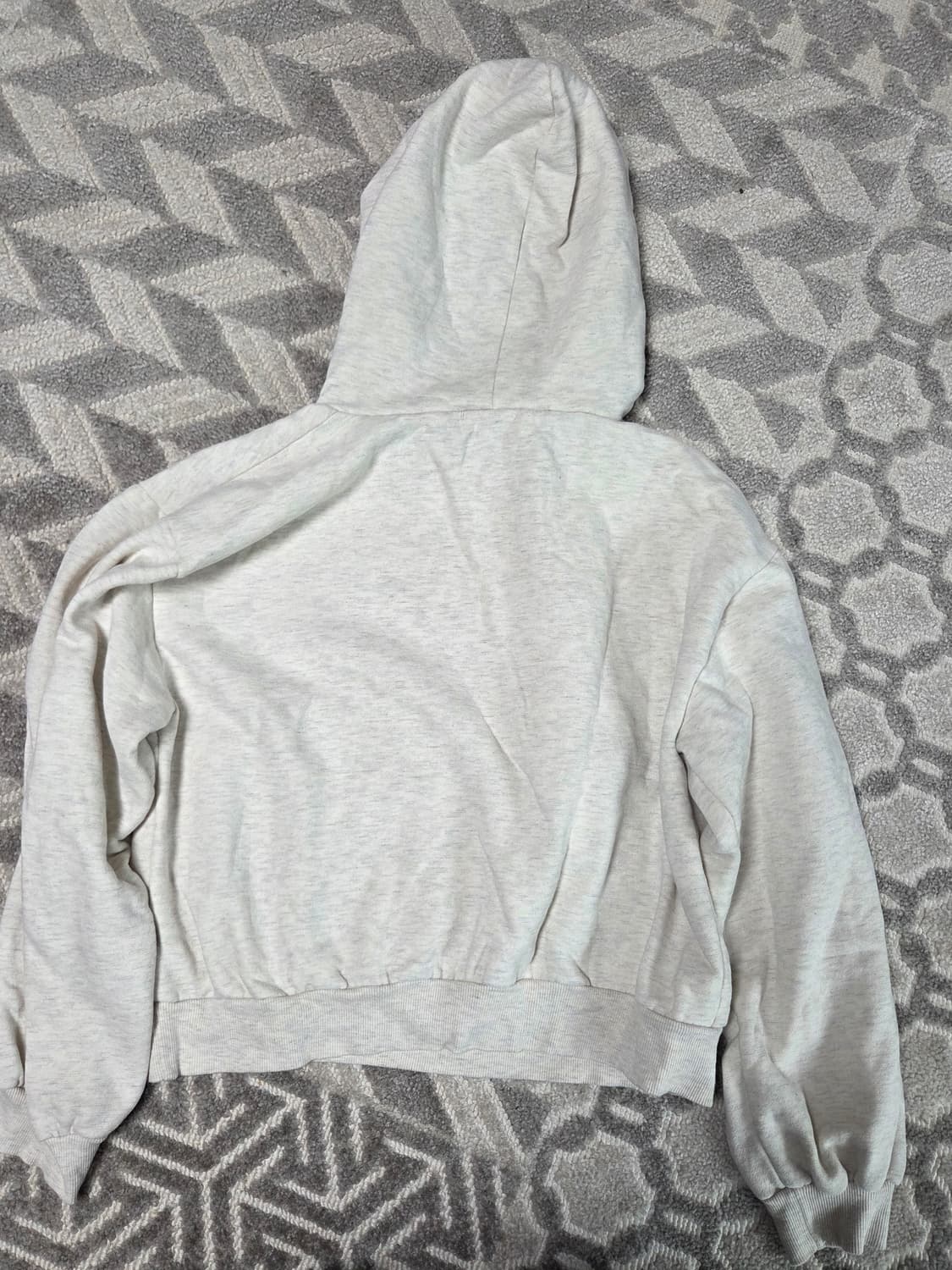 멜란지 버건디 배색 반크롭 후드 상품이미지2