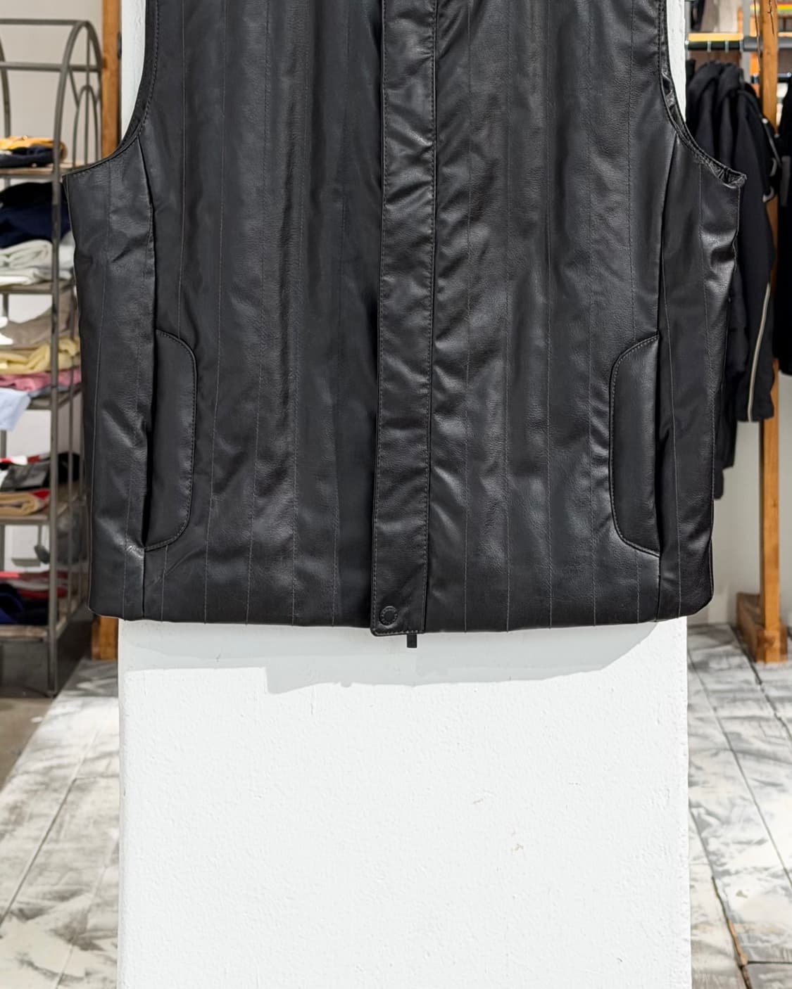 아르마니 익스체인지 다크브라운 레더 패디드 베스트 자켓 상품이미지5