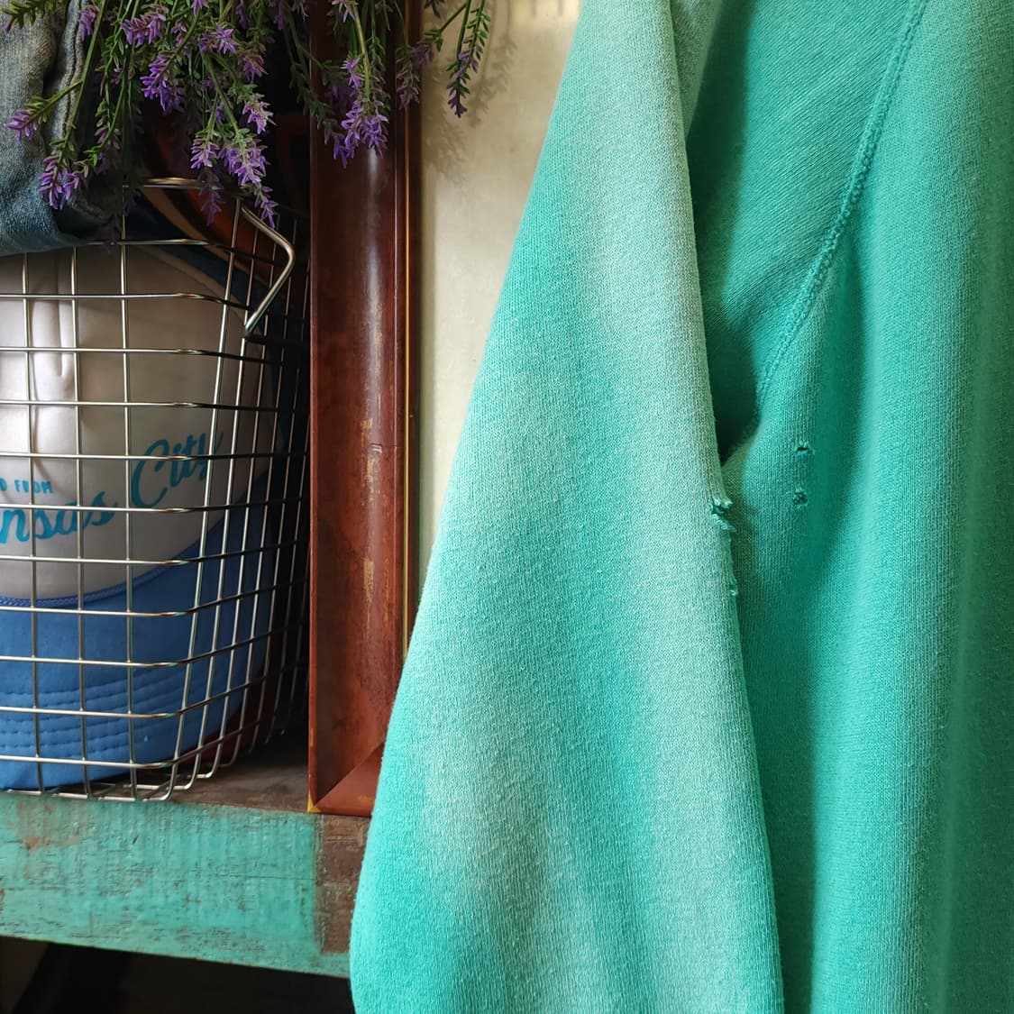 90s Tultex 빈티지 스웻셔츠 플레인 스웻셔츠 썬페이딩 민트 L 상품이미지5