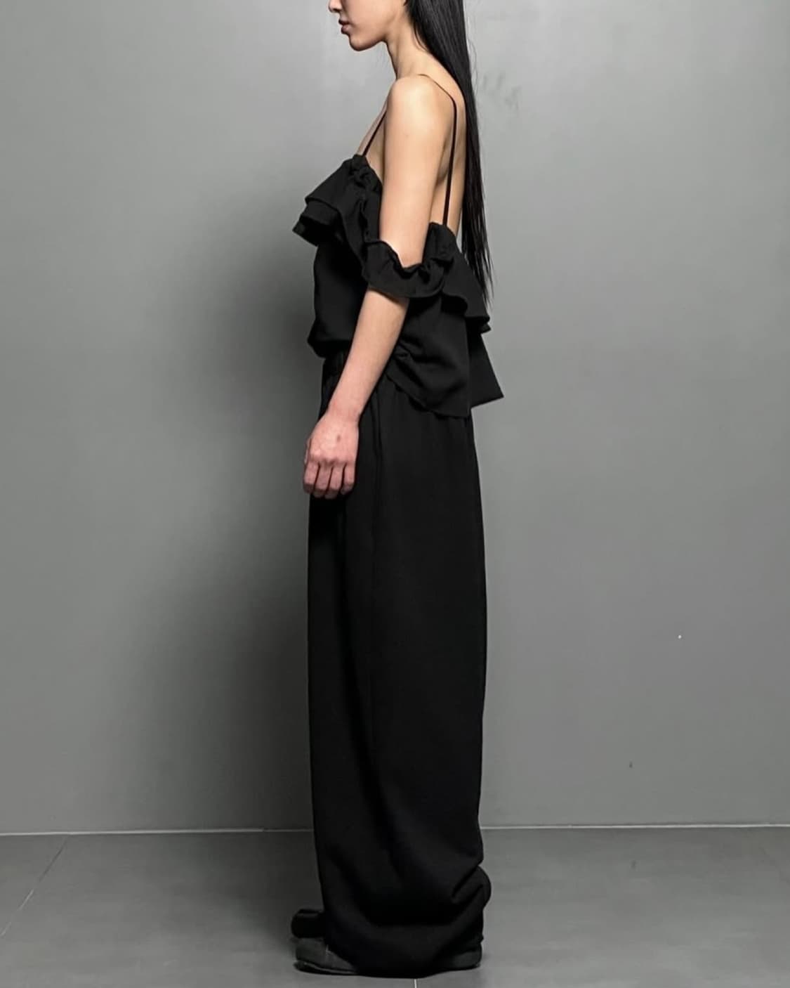 AMU 아무 면 코튼 와이드 스웻 팬츠 통바지 일본 오버핏 블랙 벌룬 L 상품이미지3