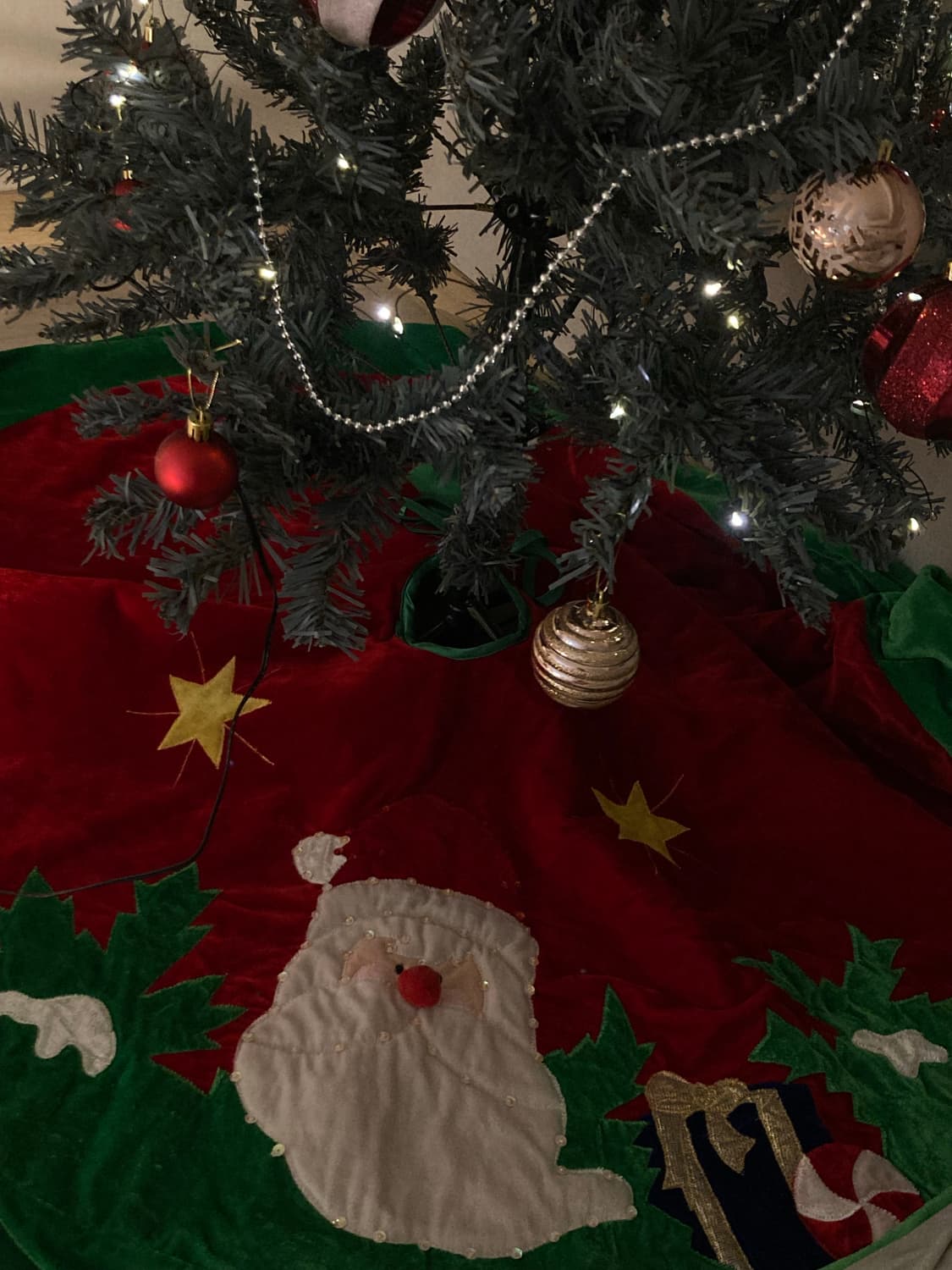 크리스마스 빈티지 고전문구 트리 덮개 원형 러그  상품이미지1