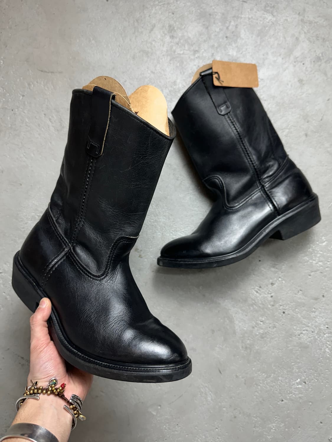 90's OG USA Made 레드윙 페코스 블랙 웨스턴 부츠 상품이미지1