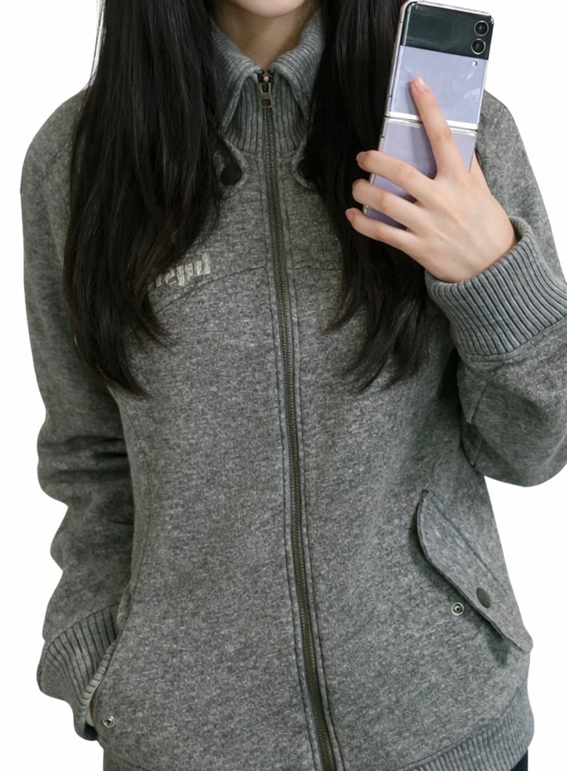 히스테릭 글래머 그레이 스웨터 집업 상품이미지1