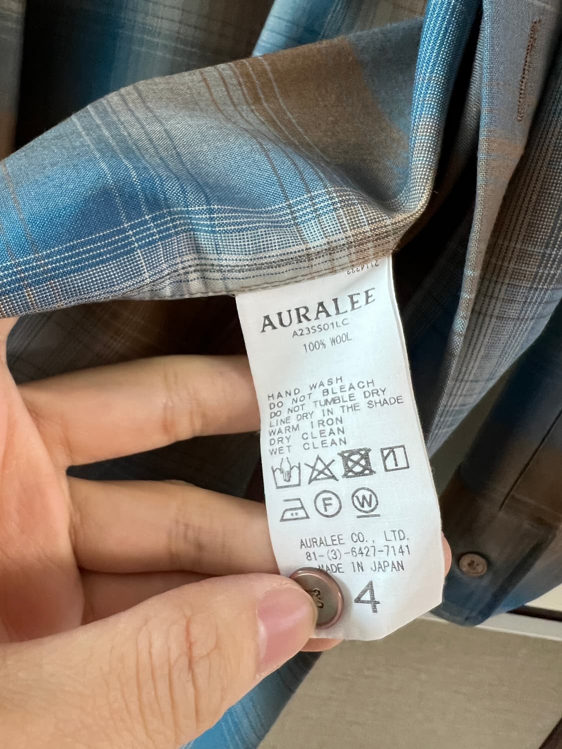 오라리 23ss 울셔츠 블루 브라운 상품이미지4