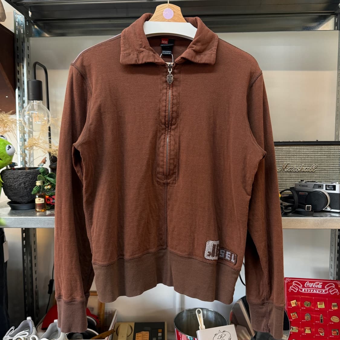 디젤 리버서블 요크 퍼플 브라운 스트라이프 카라넥 롱 슬리브 상품이미지4