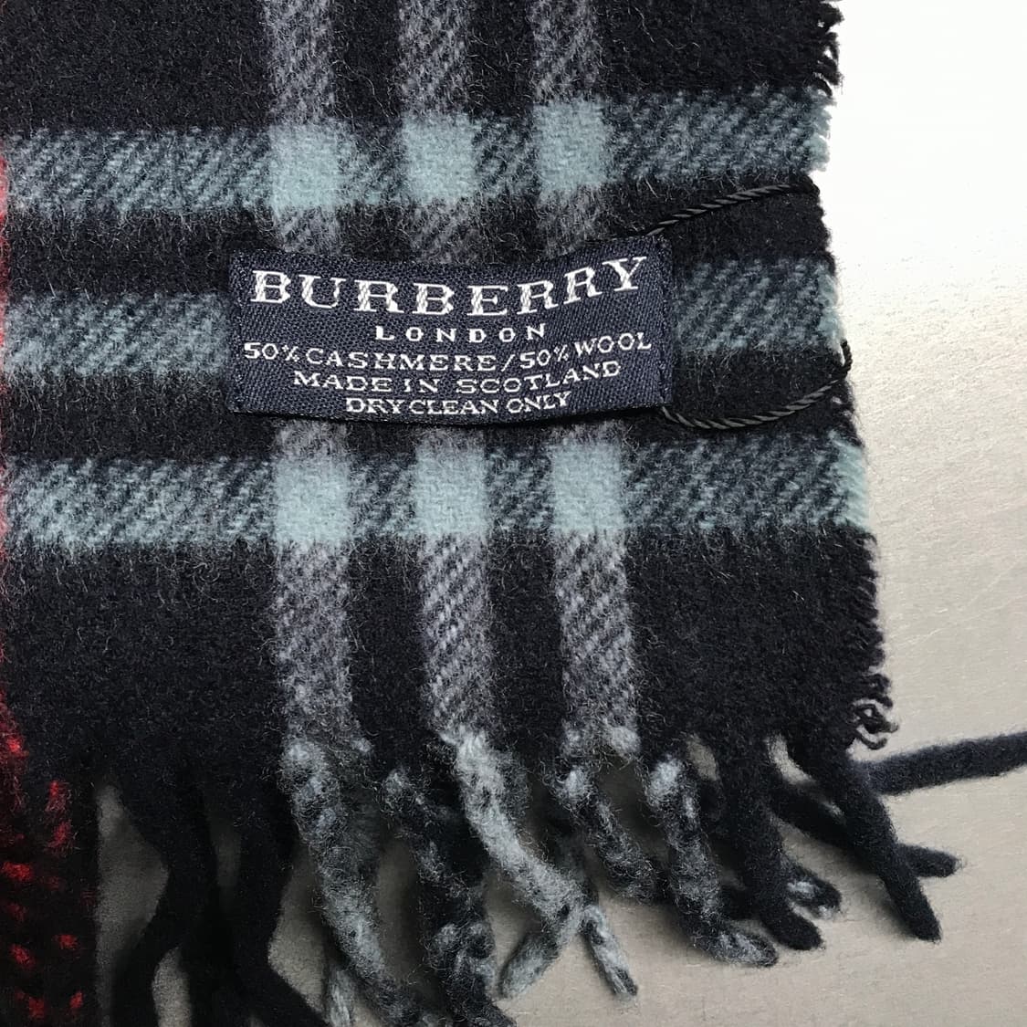 버버리 정품 캐시미어/울 머플러 네이비 상품이미지4