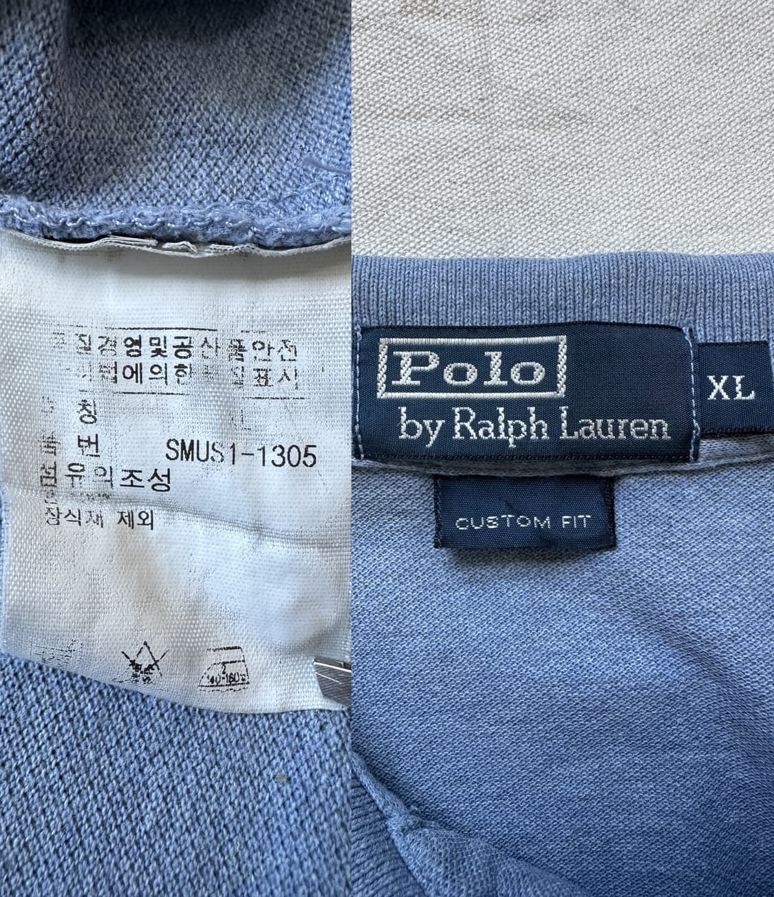 폴로 랄프로렌 블루 멜란지 피케 카라티 커스텀핏 XL 상품이미지7