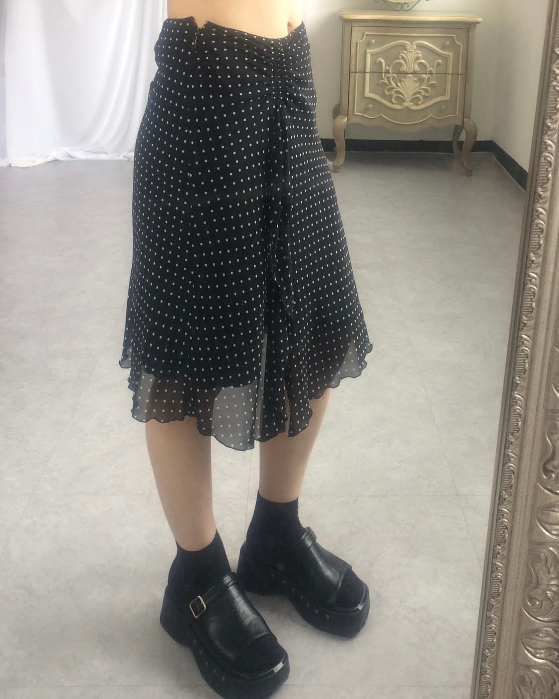 Dot pattern frill midi skirt 상품이미지9