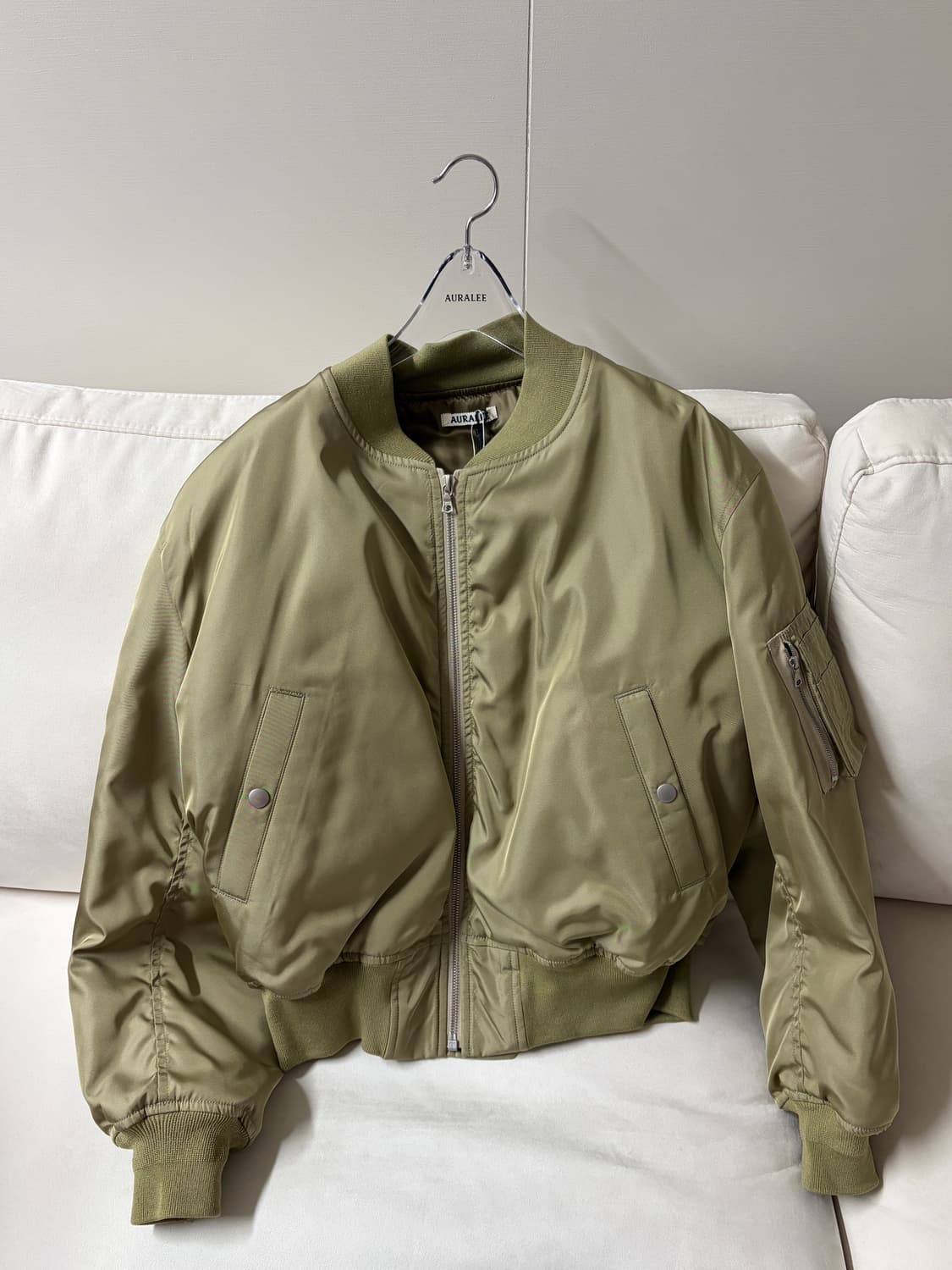 오라리 하이 실크 트윌 플라이트 블루종 MA-1 (새상품, 0사이즈) 상품이미지3