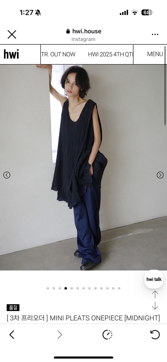 휘 원피스Hwi MINI PLEATS ONEPIECE (MIDNIGHT) 상품이미지1