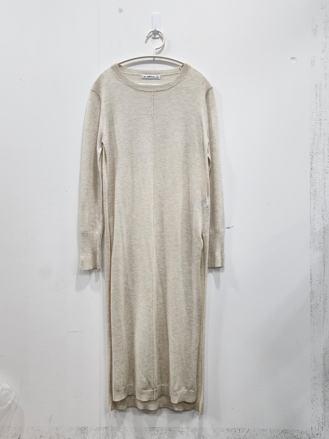 [S] ZARA 자라 레이어드 슬릿 롱 니트원피스 S 오트밀 상품이미지1