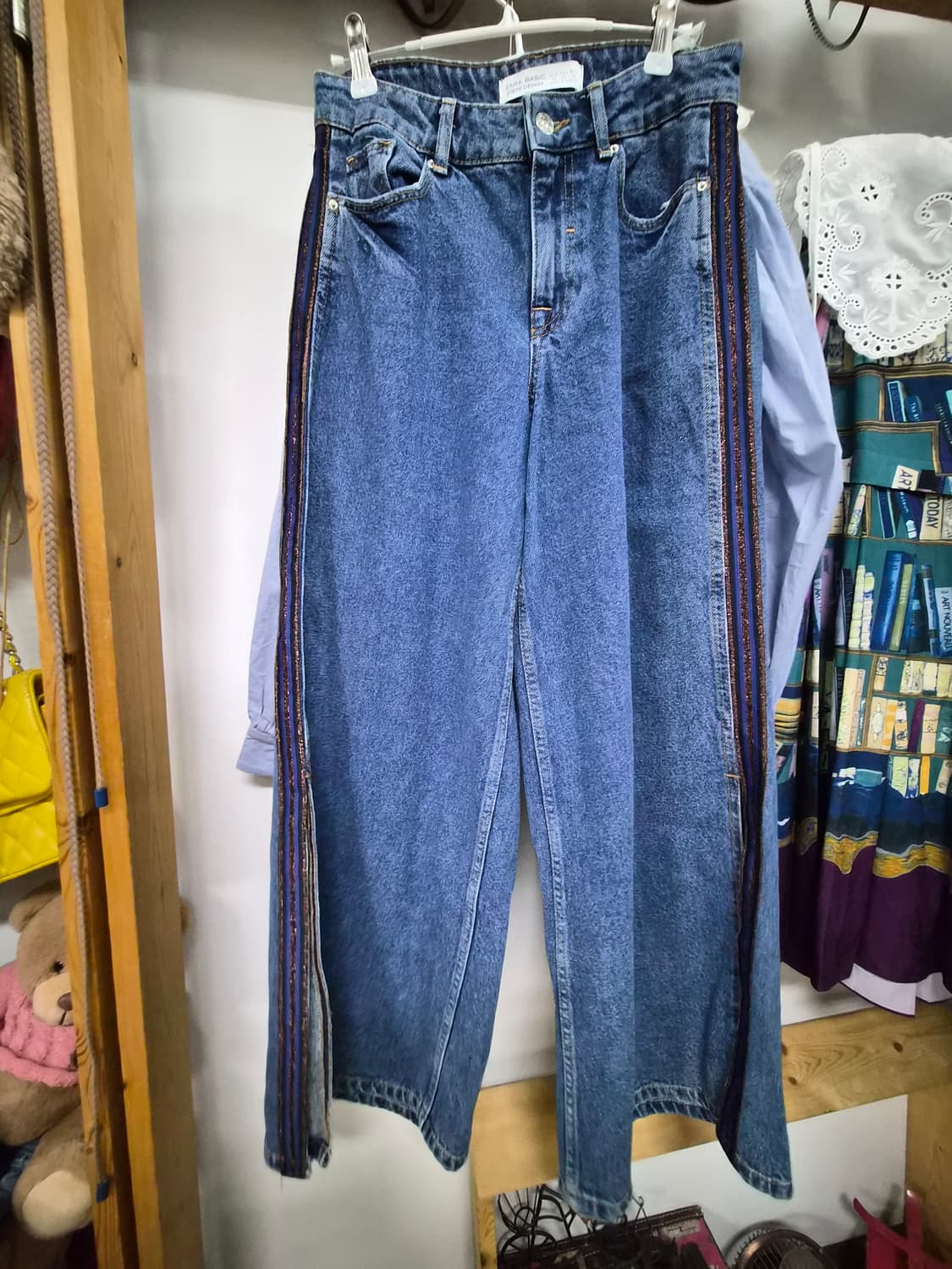 수입 자수넥카라 셔츠. 자라 슬릿 와이드데님 상품이미지6