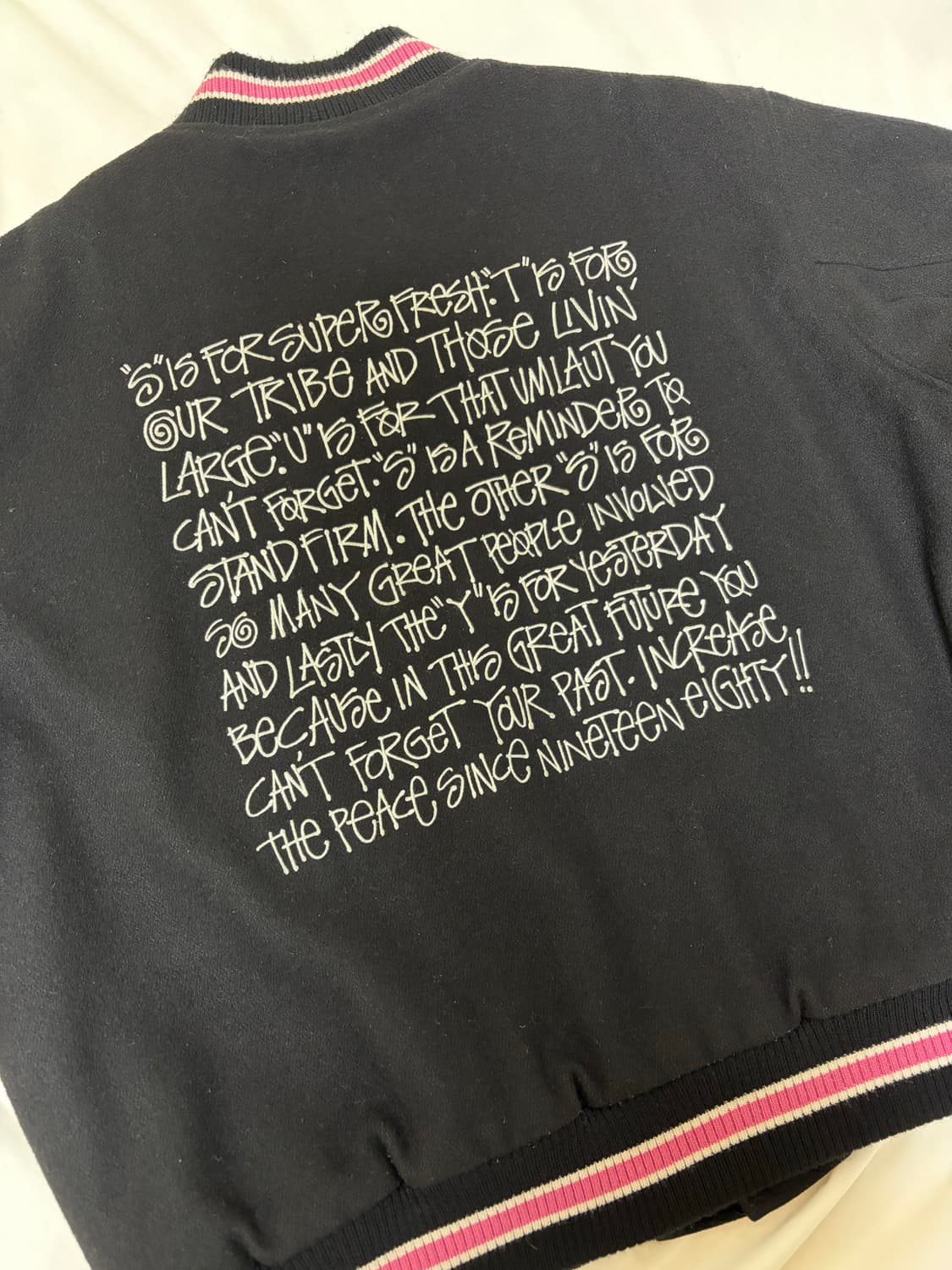 스투시 S 토크 멜튼 바시티 자켓 블랙 xl 상품이미지3