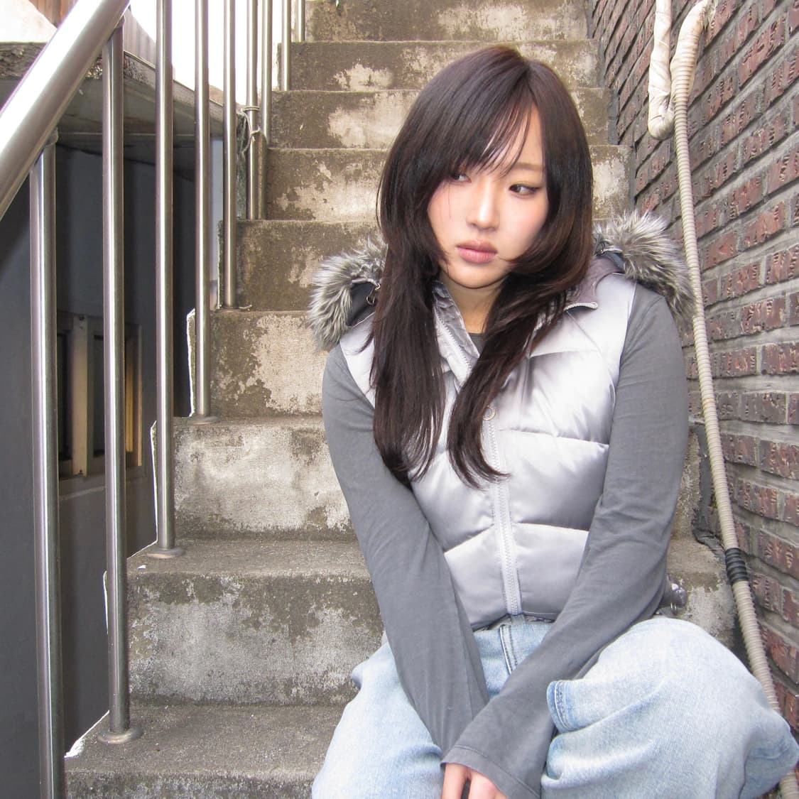 2000s 빈티지 노스페이스 실버 퍼 크롭 패딩 베스트 상품이미지10